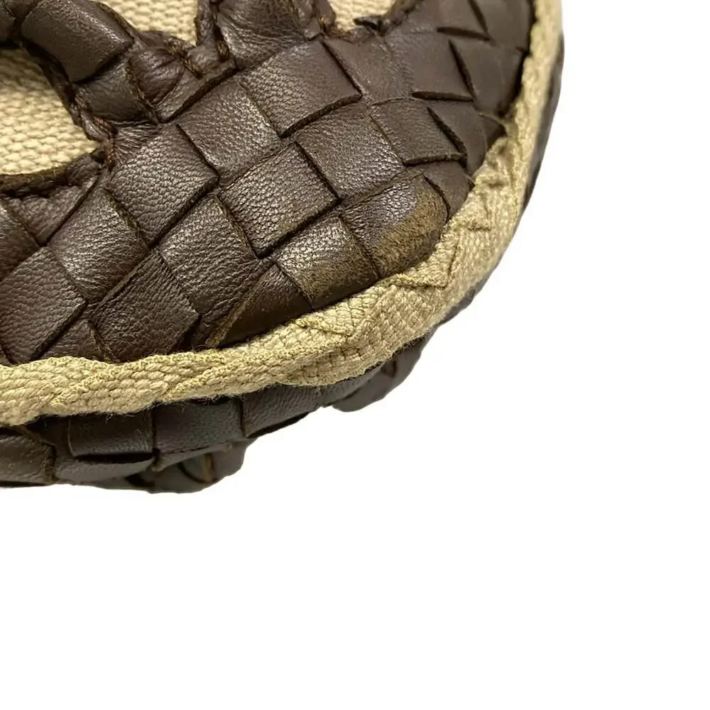 Bottega Veneta Medium Veneta bag Handbag 115653 Dark Brown Beige Leather Canvas